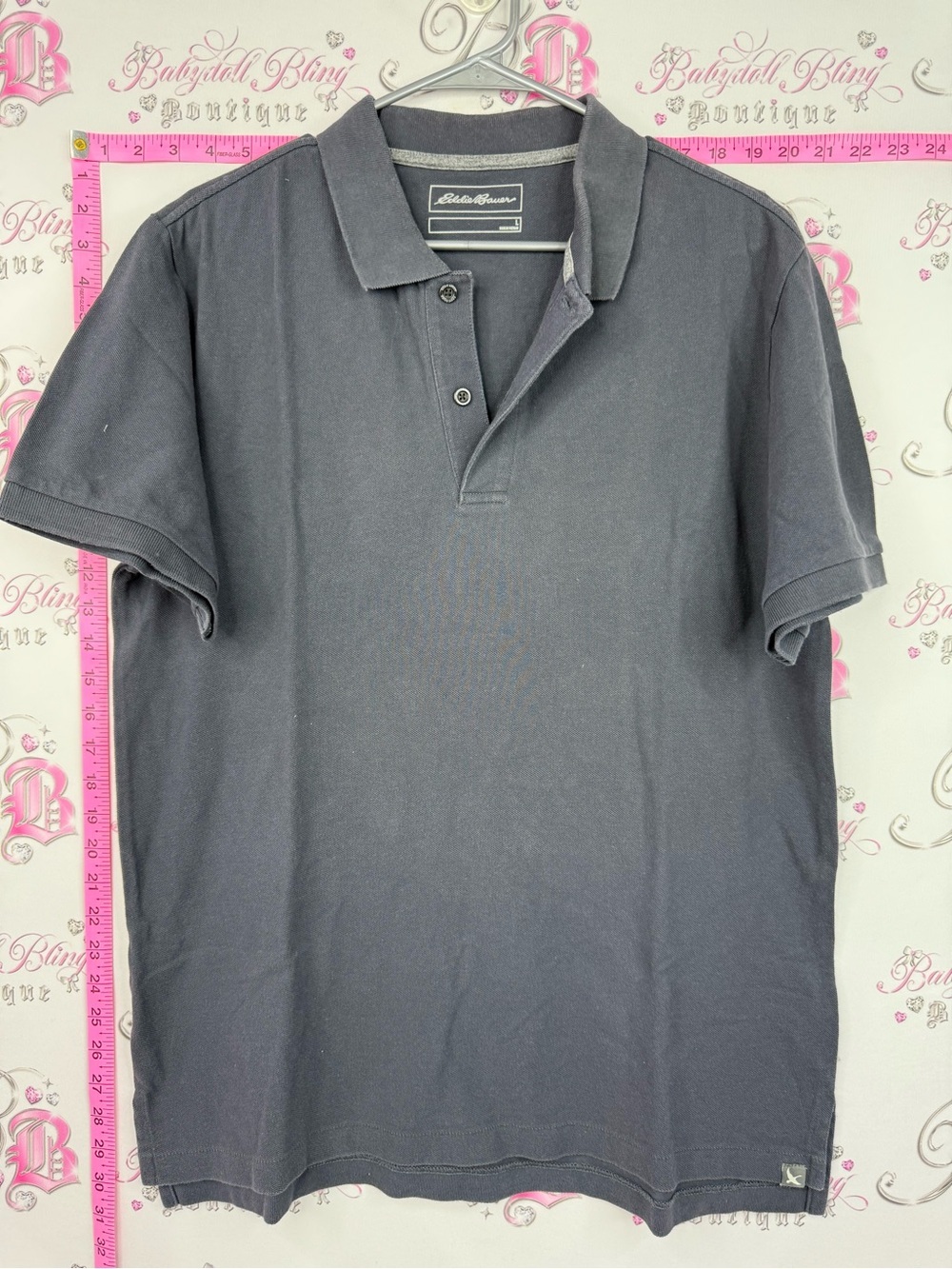 Eddie Bauer navy grey black Men's Short-Sleeve Polo Shirt - Gray